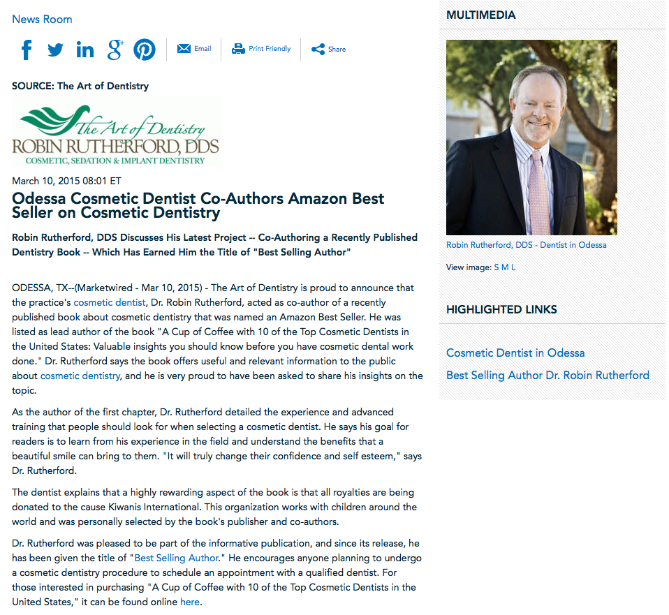 cosmetic dentist,cosmetic dentistry,dr rutherford,amazon best seller,a cup of coffee with 10 of the top cosmetic dentists in the united states