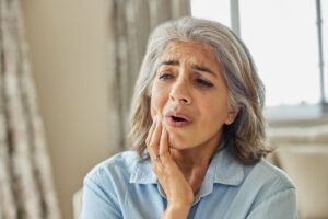 Woman with tooth pain